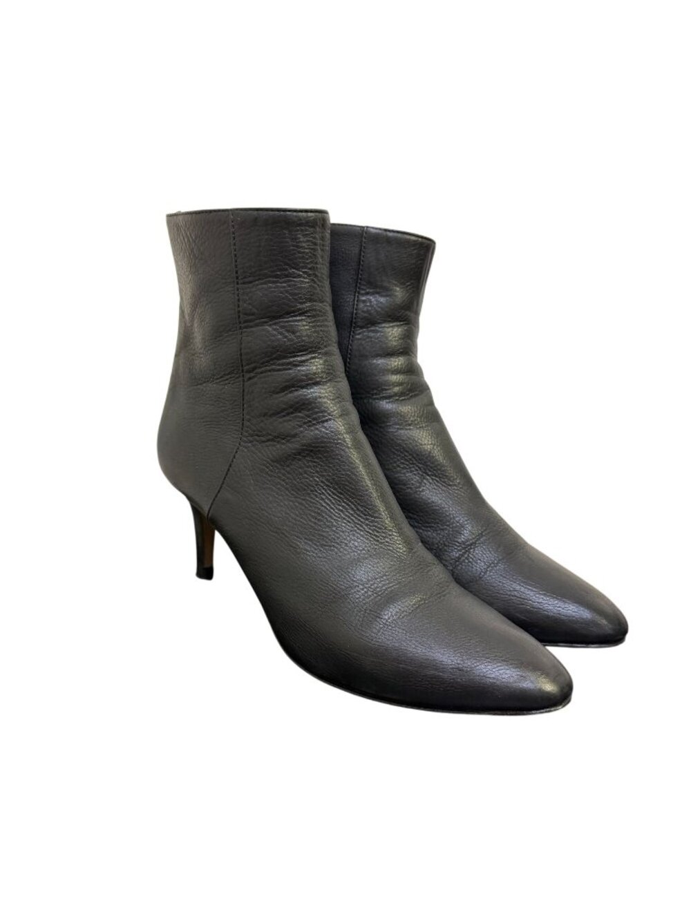 Jimmy Choo Black Leather Ankle Boots With Gold Back Zipper Size 7.5